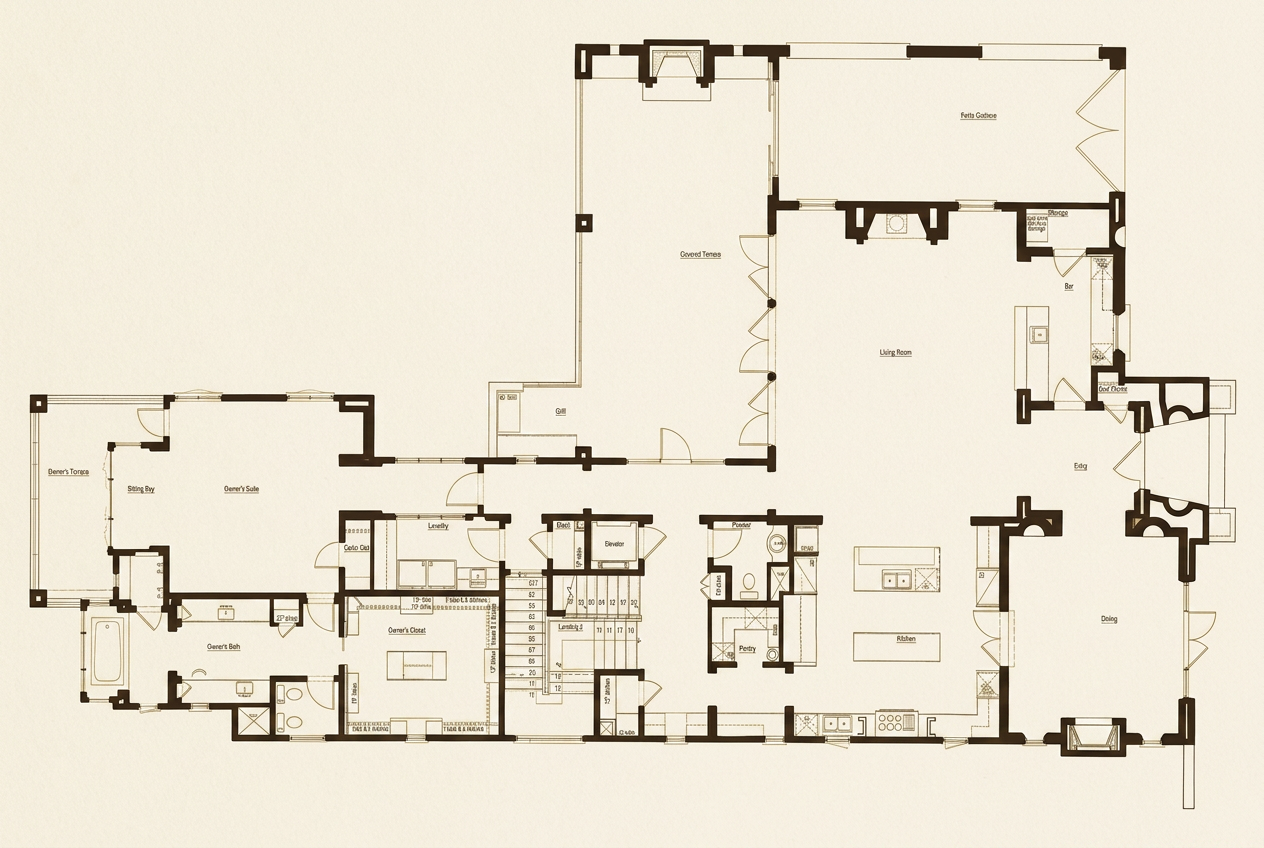 First Floor — Entry · Living Room · Kitchen · Dining · Owner's Suite · Covered Terrace · Porte-Cochère